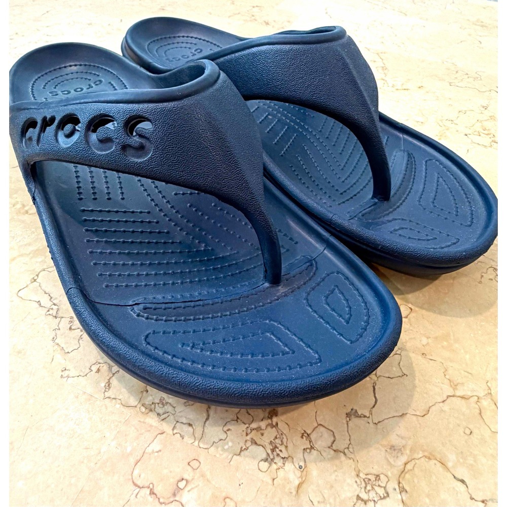 Crocs Baya Lightweight Flip Flop Thong Sandals Navy Blue Rubber Men's US 13